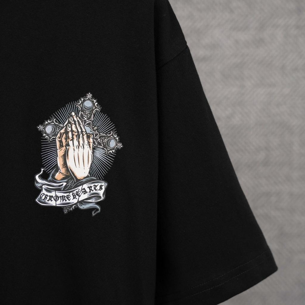 DT83 CHROME HEARTS Sommer Neu Hohe Qualität Baumwolle Rundhals Locker Große Größe Herren und Damen T-Shirt Partner T-Shirt