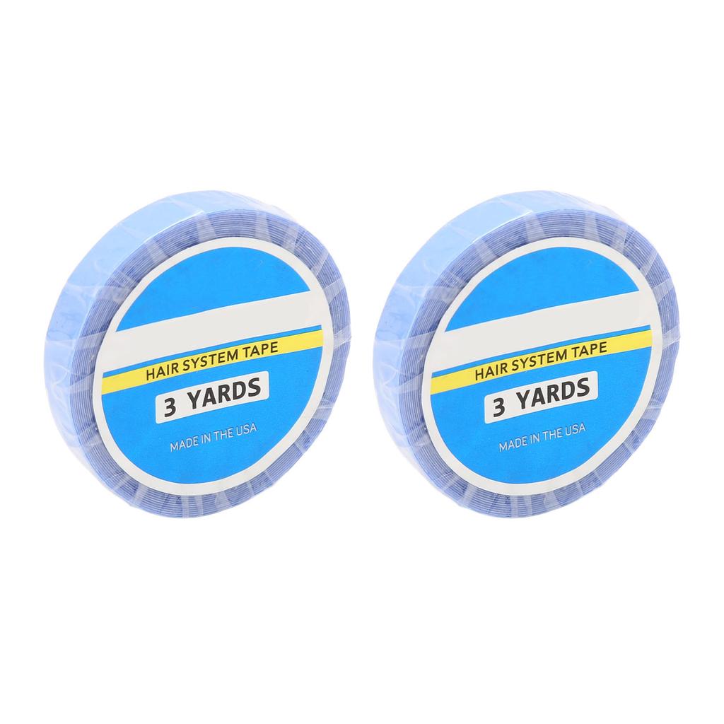2pcs Double Sided Wig Adhesive Tape Roll Strong Adhensive Hair Extension Wig Hair Support Tape for Home Salon Blue