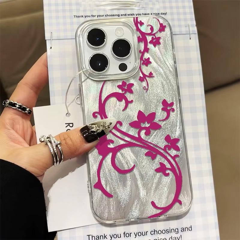 High Quality Black Pink Line Vine Phone Case For Samsung Galaxy S26 S24 S25 S23 Ultra S22 S21 Plus FE A15 A34 A35 A50 A55 Cover Galaxy S21 Ultra 5G
