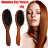 Cepillo para el cabello Mango de madera Cerdas de jabalí Peine para barba Peine para desenredar Alisar Cerdas de jabalí Peine de masaje