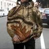 Pánská mikina s kapucí a klokaní kapsou, s leopardím potiskem, dlouhým rukávem a stahovací šňůrkou, nadměrná velikost