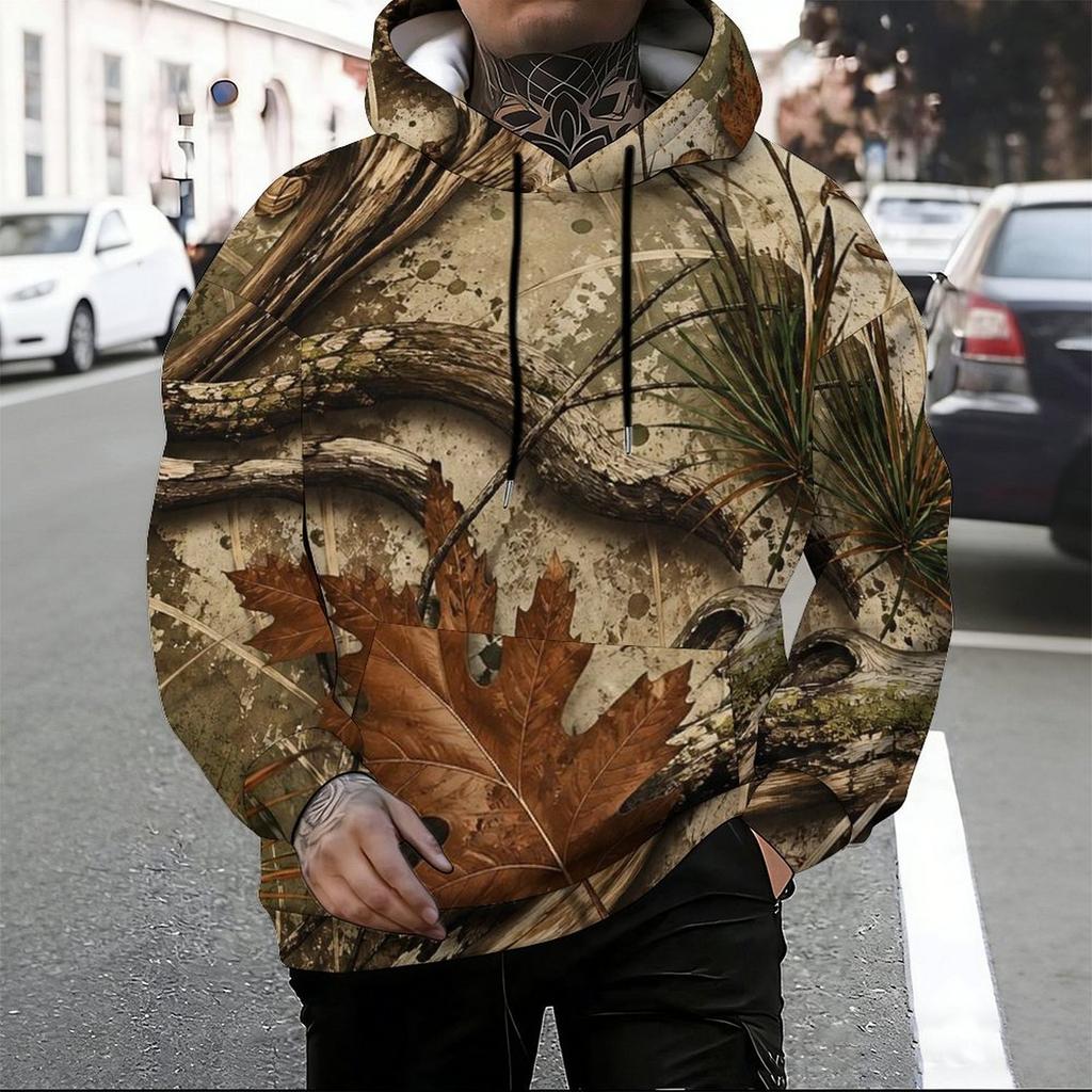 Pánská mikina s kapucí a klokaní kapsou, s leopardím potiskem, dlouhým rukávem a stahovací šňůrkou, nadměrná velikost