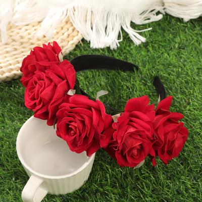 Red Rose Hair Hoops Headband Ladies Wedding Photo Styling Hair Band Head Hoop Bezel Headwear Fashion Festival Headbands Headwear