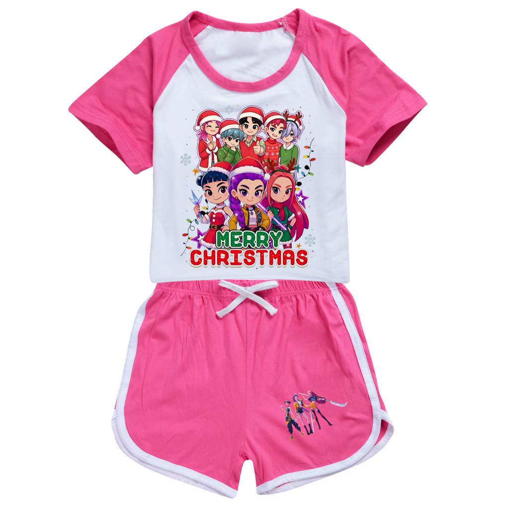 5099 Kids Girls Christmas POP Rumi Zoey Mira Print T-shirt Shorts Sport Tracksuit Clothes Set