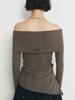 HALF DEVIL US Off-Shoulder Cut-Out T-Shirt_Mocha