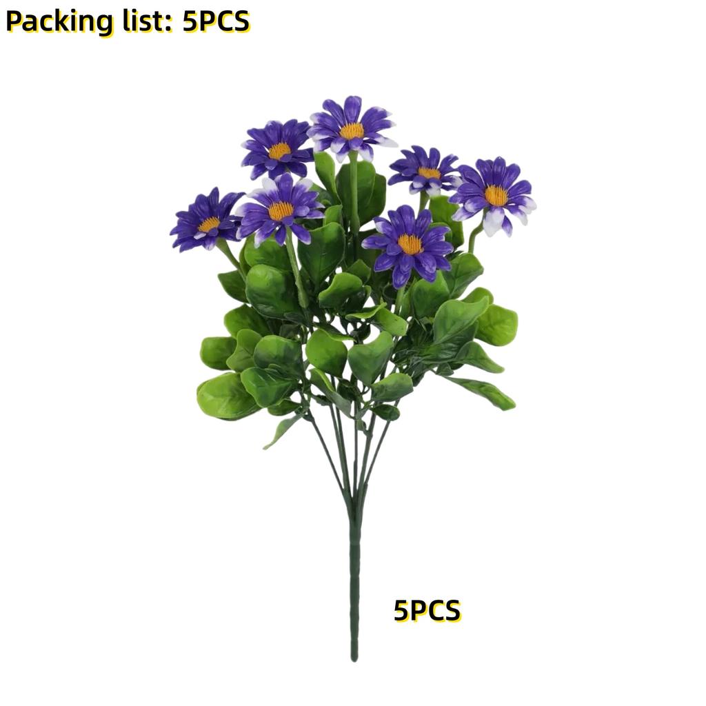 5/10 Pcs Realistic Artificial Daisy Bouquet UV Resistant Faux Flower  for Home Garden Hotel, Office Spring Summer Outdoor Decor