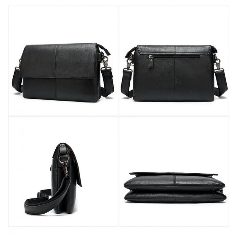 Real Cowhide Men's Leather Crossbody Bag Large Capacity Soft Multifunctional Wrist Antique Handbag Trendy
