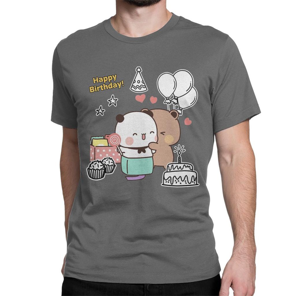 Leisure Happy Birthday Bubu Dudu T-Shirts Men Women Crew Neck Cotton T Shirt Panda Bear Short Sleeve Tee Shirt Plus Size Clothes