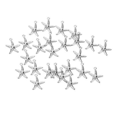 50pcs Stainless Steel Ocean Jewelry Hollow Double Sided Ocean Starfish Pendant  Necklace Decoration
