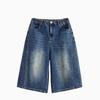 DIMANAF 2026 Sommer Plus Size Damebukser Jeans Underdele Elastisk Talje Oversize Løse Denim Bomuld Ensfarvet Blå Korte Bukser