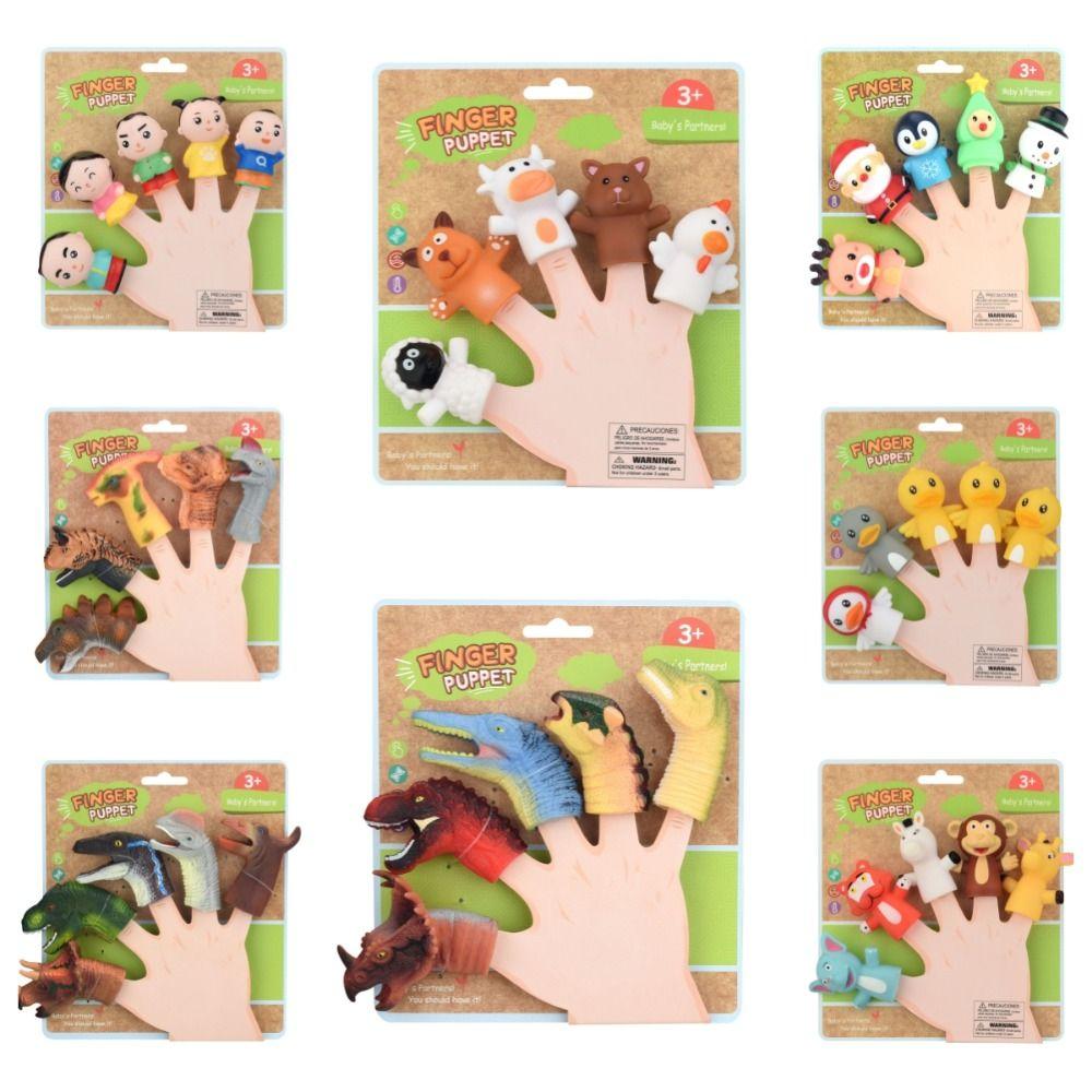 Safety Mini Animal Hand Puppet Colorful Dinosaur Finger Puppet Doll Finger Puppet Toy Set  Gifts