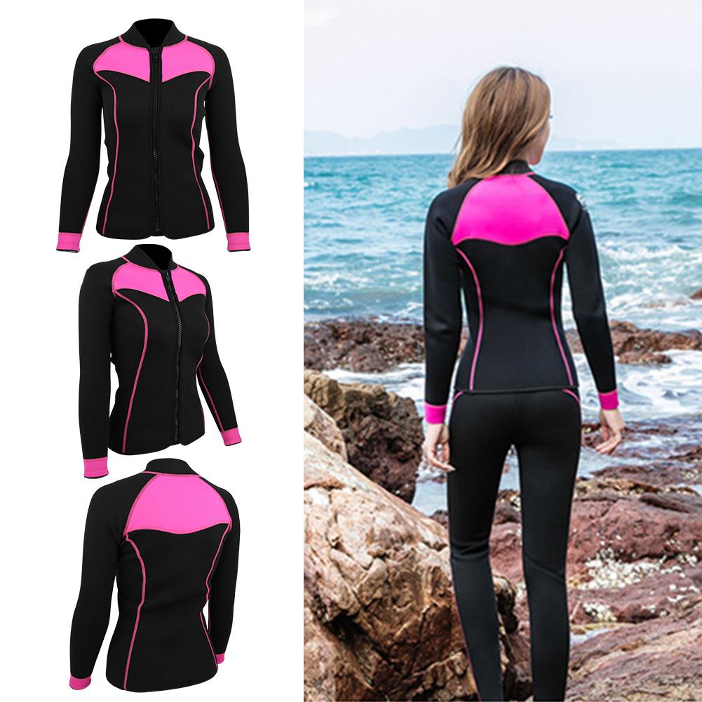 Woman Wetsuit Top Coat Sun Protection Long Sleeve Fitting Swimwear for Snorkeling SurfingS