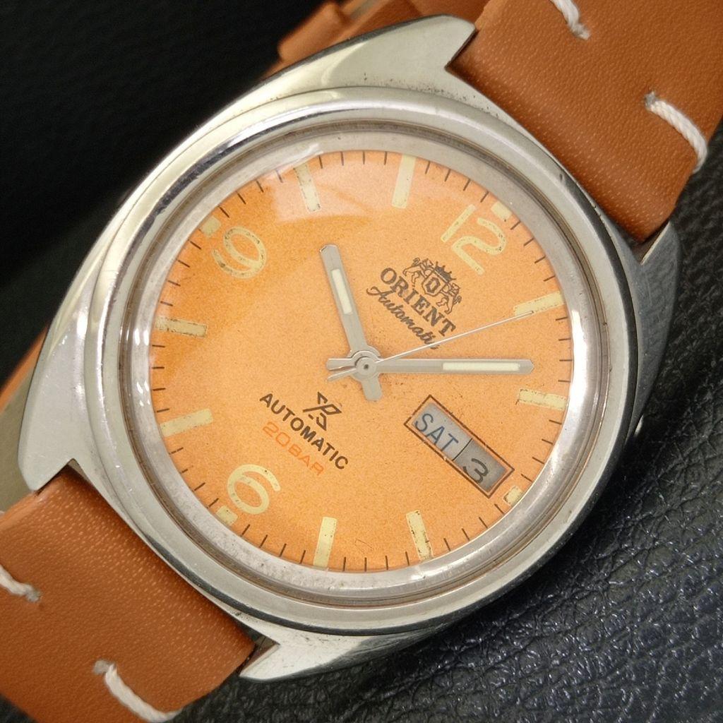 

ORIENT AUTOMATIC 46941 VINTAGE JAPAN MENS BEIGE COLOR DIAL WATCH a701879-5 R207-a701879