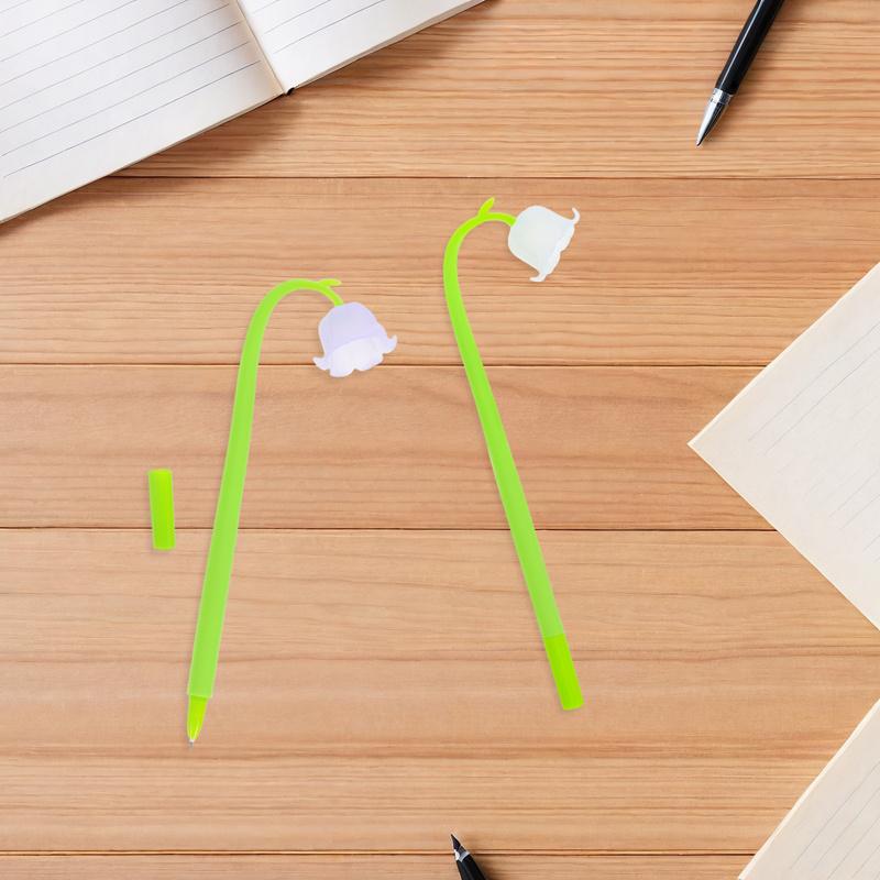 10Pcs Lily of Cute Gel Pens Plastic Flower Shaped Pens Smooth Writing Student Supplies Prize Gifts Bulk