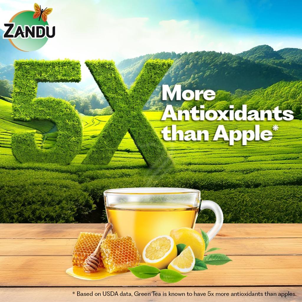 Zandu Lemon Honey Green Tea 25 Tea Bags Refreshing Herbal Tea With Smooth Taste Travel Friendly Anytime Beverage