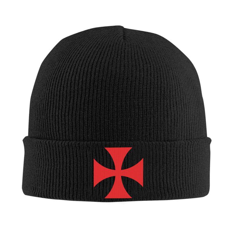 Custom Knights Templar Flag Bonnets Knitted Hat Warm Soft Beanies Hats Autumn Winter Outdoor Head Wrap Caps for Adults Men Women