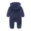 Newborn Baby Boys Winter Fleece Jumpsuit Solid Hooded Romper Zipper Coat Outwear