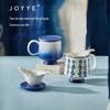 JOYYE Blue Dye Ceramic Mug Set with Lids & Handles