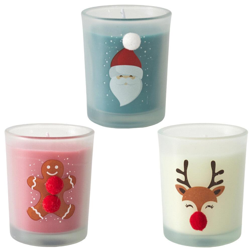 Christmas Candle White With Reindeer, Paraffin Wax