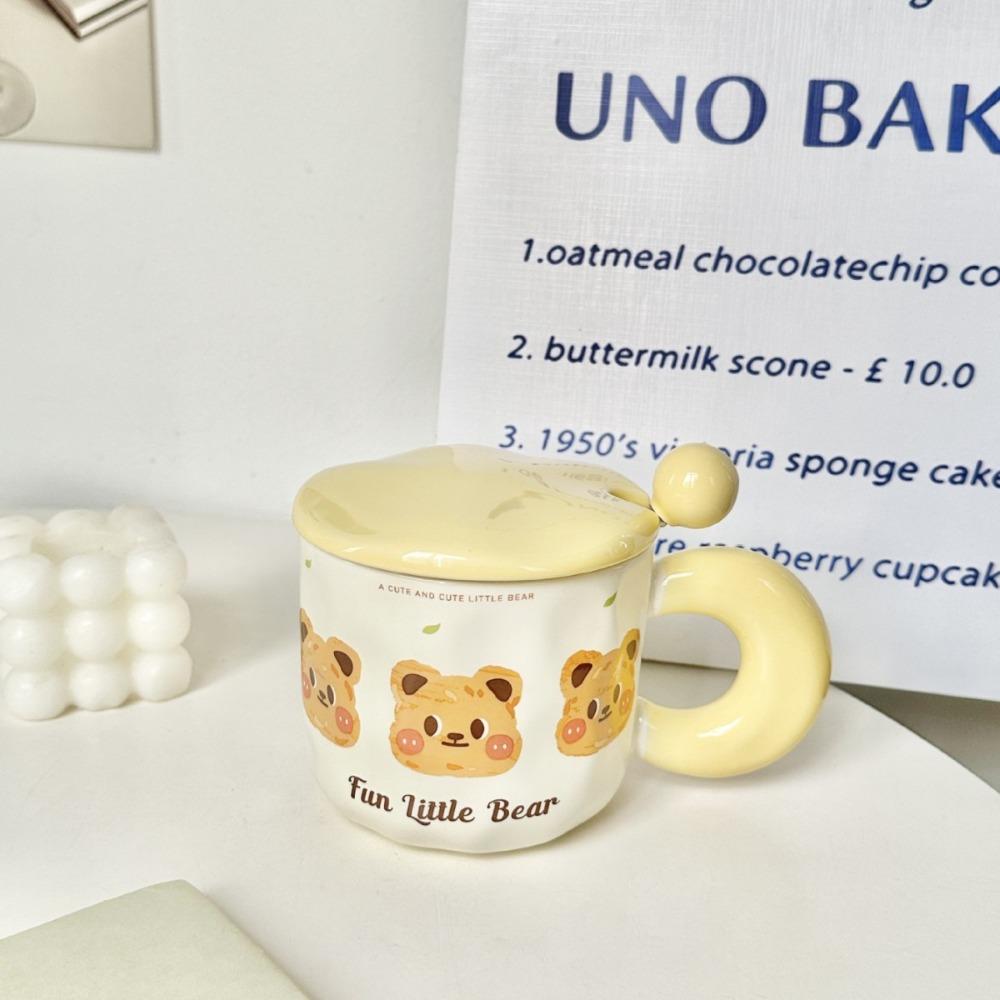 High-value bear mug, girl couple water cup, birthday gift, souvenir, office real ceramic cup