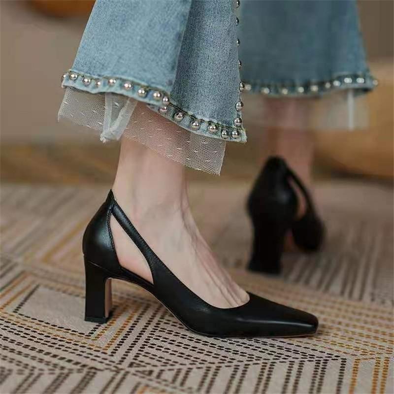 European Style Shallow Shoes For Women Leather High Heels Pumps Female Calssic 2026 Spring Wedding Party Women'S Shoes