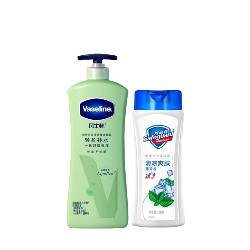 Vaseline Aloe Fresh Body Lotion & Mint Shower Gel Set