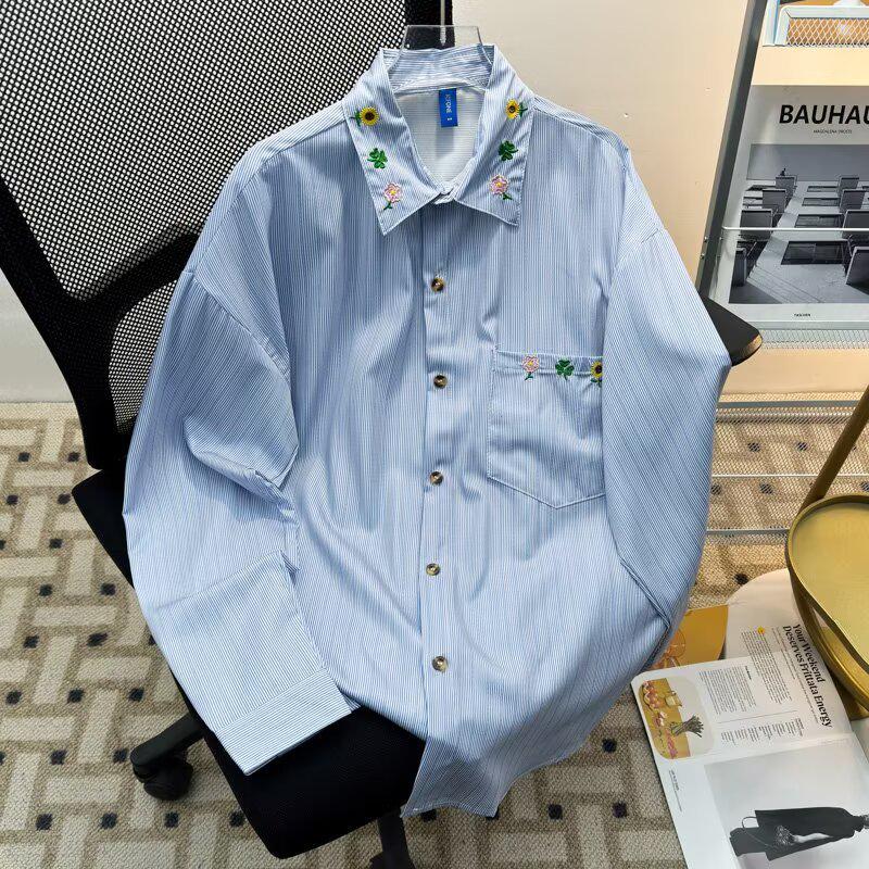 

Women s Korean Style White Long Sleeve Shirt: Slimming, Loose Fit, Spring & Autumn Design 2XL синий