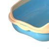 Cat , Litter Container High Rim Semi Closed Sand Box Kitty Pan Sturdy for