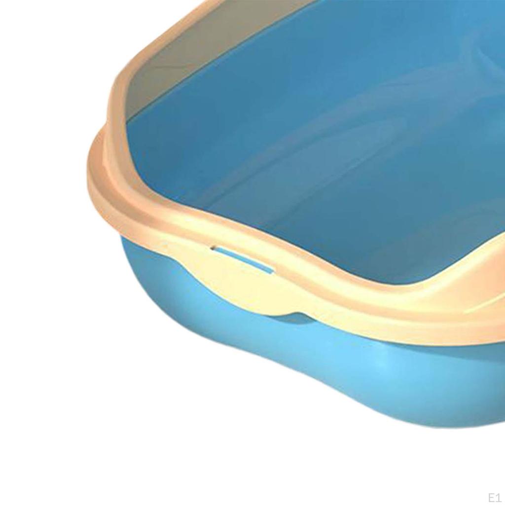 Cat , Litter Container High Rim Semi Closed Sand Box Kitty Pan Sturdy for