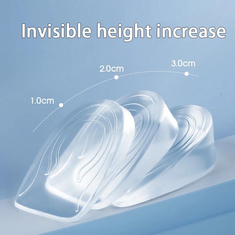 2pcs/4pcs Invisible Elastic Heel Pads Silicone Shock Absorbing Insoles Men's and Women's Arch Support Height Increasing Insoles