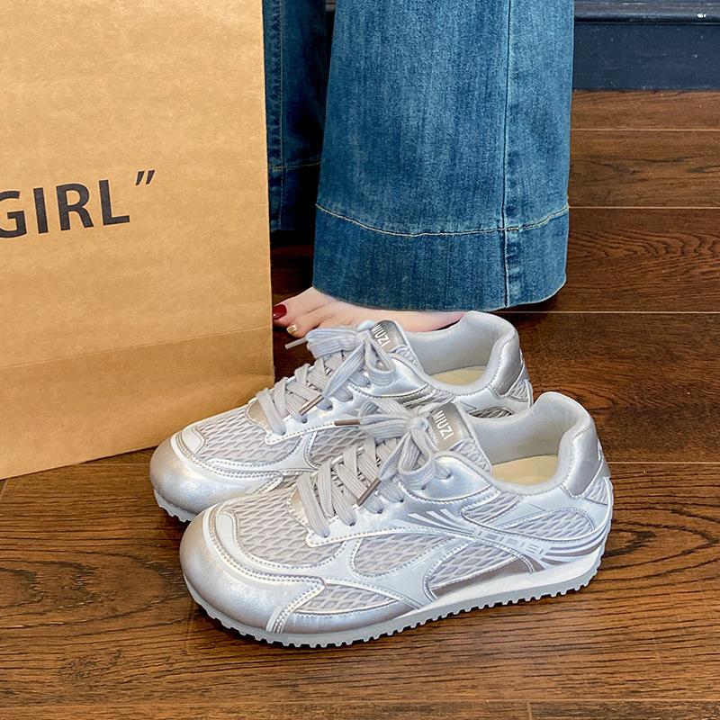 

Shoes mesh Agande thick-soled breathable summer soft-soled training shoes women s 2025 new sports and leisure dad shoes 40 серебряный