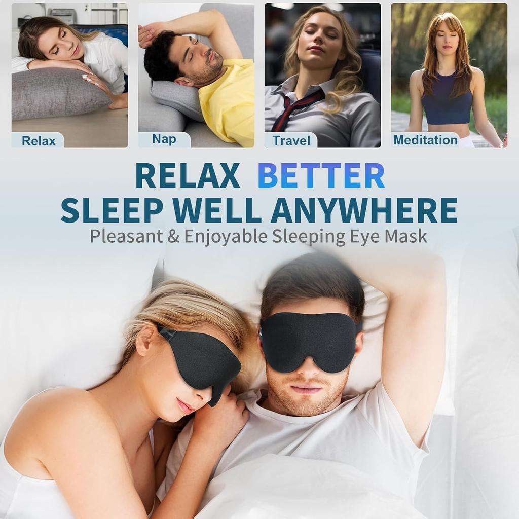 3D Sleep Mask Earplugs Breathable Light Blocking Eye Mask Zero Pressure Contoured Comfortable Travel Sleep Aid New 2026