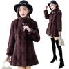 Danish mink faux fur coat for women in Korean slim fit style, perfect for autumn and winter.