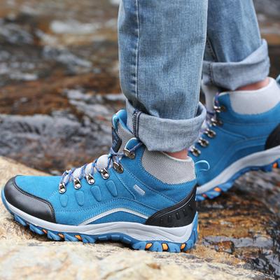 Spring and Autumn Couple Outdoor Hiking Shoes Men's High-top Waterproof and Non-slip Sports Off-road Wear-resistant Hiking Shoes Women