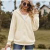 Women's Oversized V-neck Zipper Pure Color Long Loose Hooded Outwear