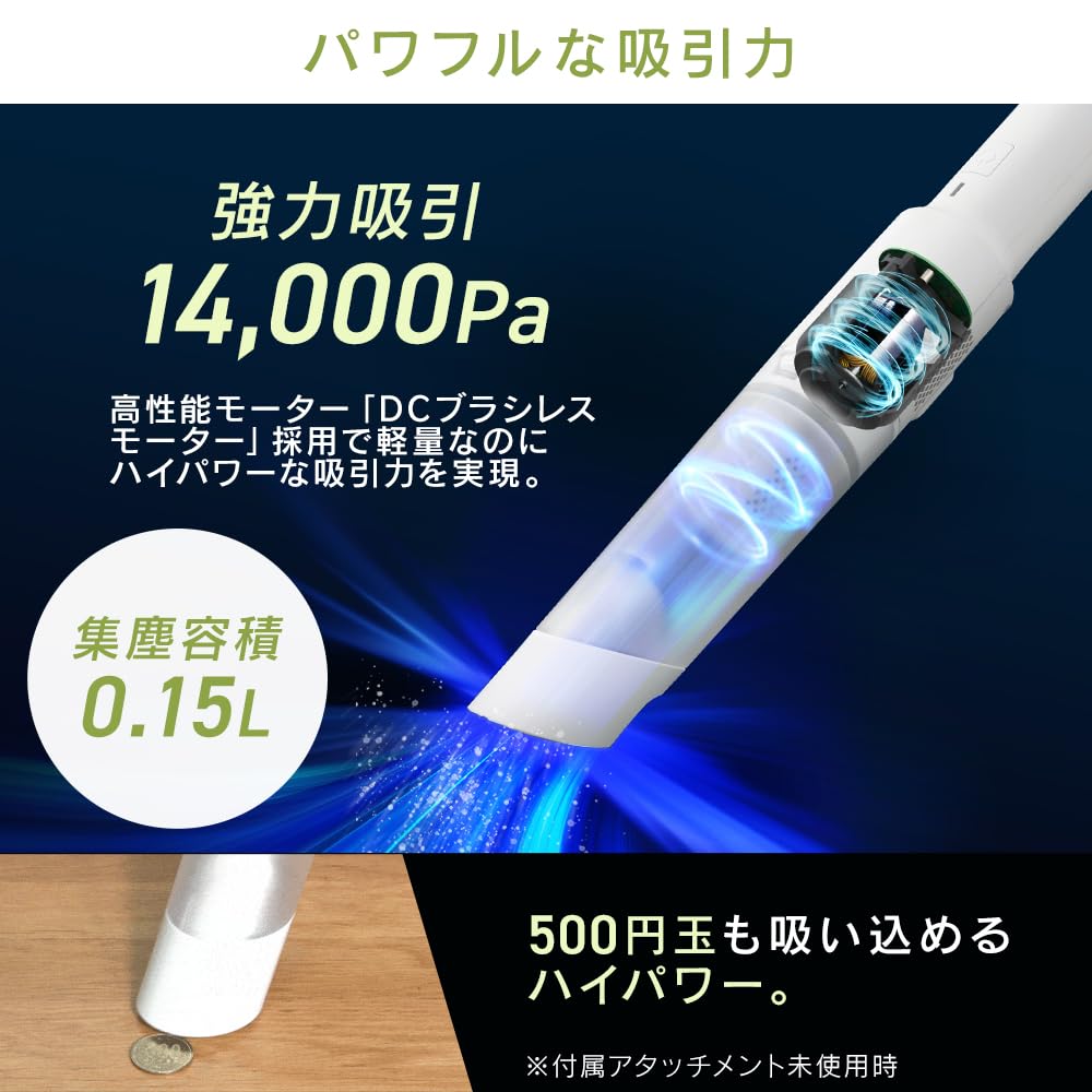 Iris Ohyama Cordless Handheld Vacuum Cleaner (HCD-22M-W, White) [Enhanced Suction Model] with Charging Stand, Attachment Set, Lightweight, Quiet, and