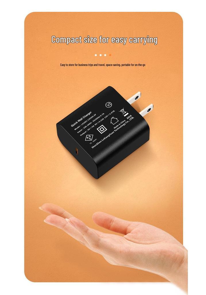 PD20W Multi-functional Fast Charger with TYPE-C Port, Japanese Standard, PSE Certified.