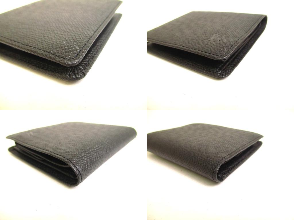 Authentic LOUIS VUITTON Ardoise Black Taiga Leather Bifold Wallet #a240  Refurbished