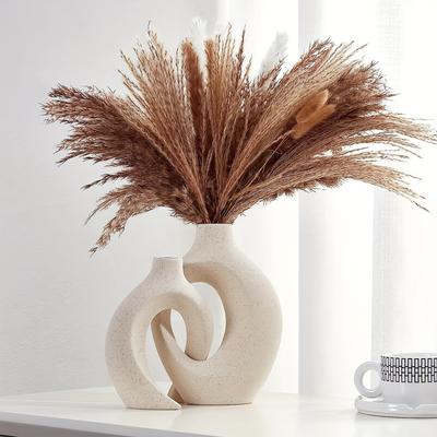 Set de 2 vaze ceramice albe pentru decor modern pentru casă, vaze cu gogoașă boho, vază decorativă minimalistă nordică, decor estetic pentru cameră