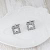 Fashionable square men's shirt cufflinks with rhinestone embellishments, French enamel shirt cufflinks B1159 - White