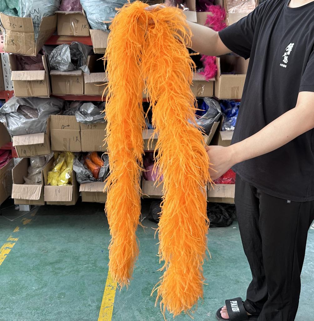 DIY Colorful Ostrich Feather Boa 6Ply Fluffy Shawl 0.5/1/2/3/4 Meter for Wedding Dress Carnival Performance Costume Party Decoration