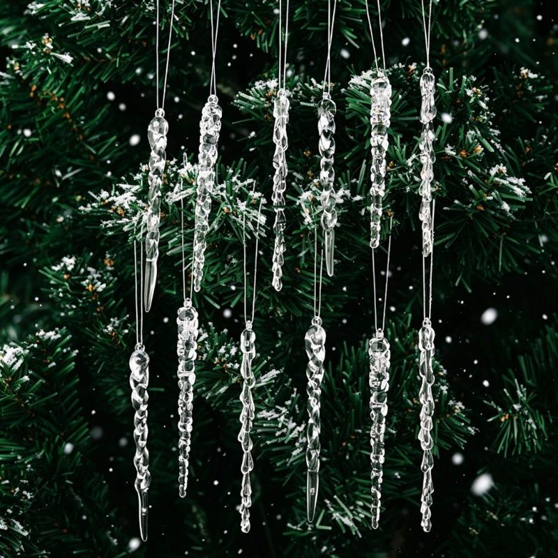 Christmas ice strip Christmas tree pendant Transparent icicle scene props Hanging Christmas decorations