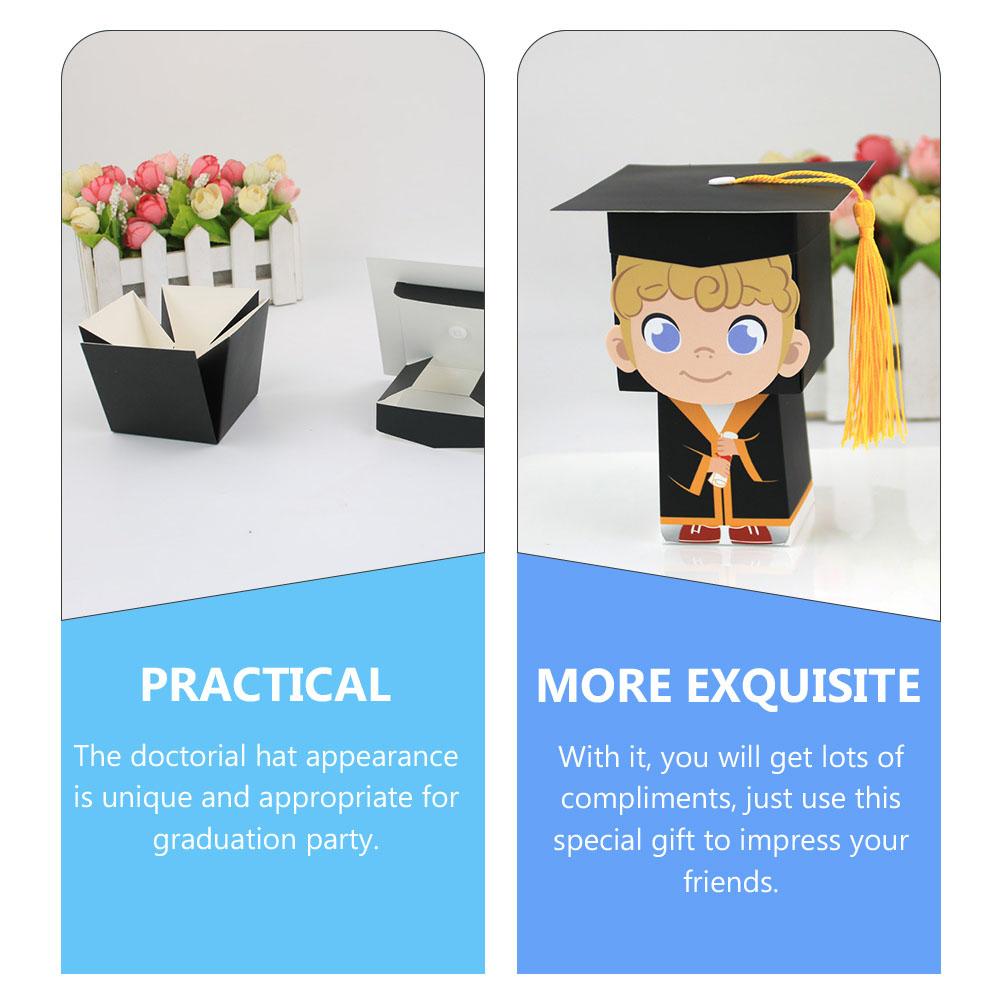 20 Pcs Graduation Candy Box Party Favor Containers Boxes Paper Case for Banquet Cases Small Gift Cap Candies
