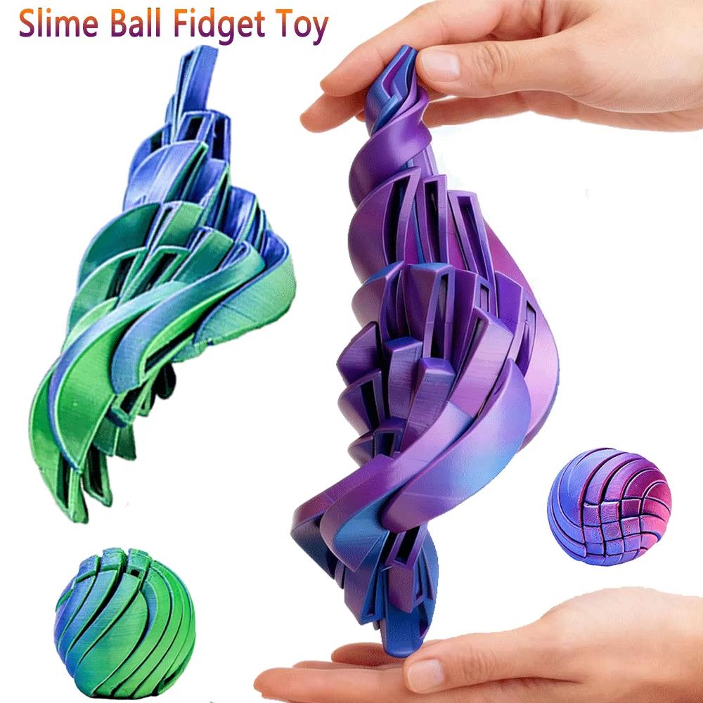 3D Printed Slime Ball Fidget Toy Twistsphere Fidget Toy Gear Liquid Flow Ball With Rotating Design Anxiety Relief Toys Kids Gift