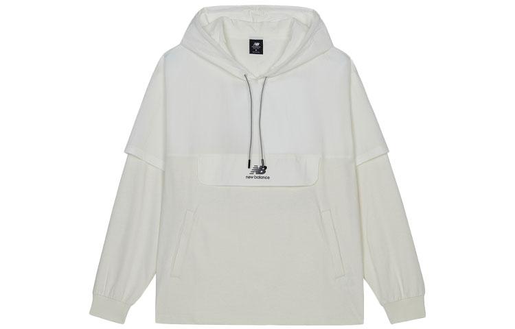 

New Balance Casual Sports Breathable Sweatshirts Men s White Hooded Moderate Mock Two Piece AMT13377-IV S