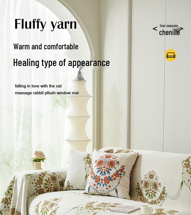Retro Chenille Jacquard Anti-Scratch Sofa Cover - All-Season, Full Coverage, Cat-Resistant, Versatile Sofa Protector.