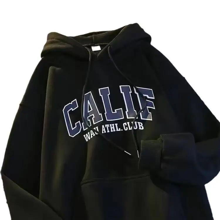 

Толстовка с капюшоном, мужская, осенне-зимняя, на флисовой подкладке, утолщенная, свободного кроя, для пар, в стиле праздного стиля, модная спортивная куртка бренда 3XL