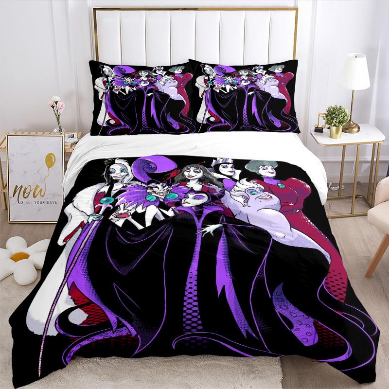 Dark Disney Villains Print 3Pcs Bedding Setduvet Cover With 2 Bedropillowcase Home Birthday Gift