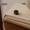 Tabletop Game Dice Natural Hand Carved Stone Dice, Mini Healing Faux Crystal Casual Night 6-Sided Golden Dots for Board Game, Casino Polished