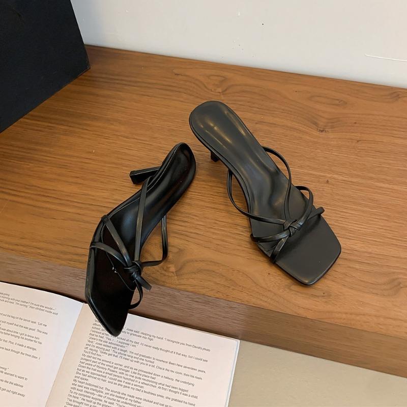 Summer Square Toe Women Gladiator Slippers Sexy Narrow Band Shoes High Heels Party Stripper Female Slides Zapatos De Mujer